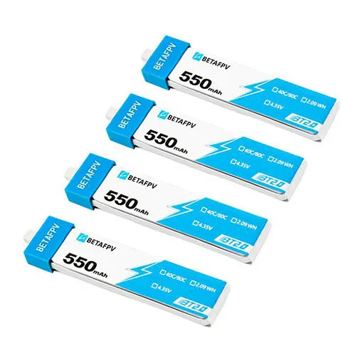Pack de 4 batteries LiPo BetaFPV 1S 550mAh 40C BT2.0