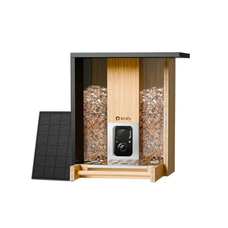 Mangeoire connectée Birdfy Feeder Bamboo V2 avec panneau solaire