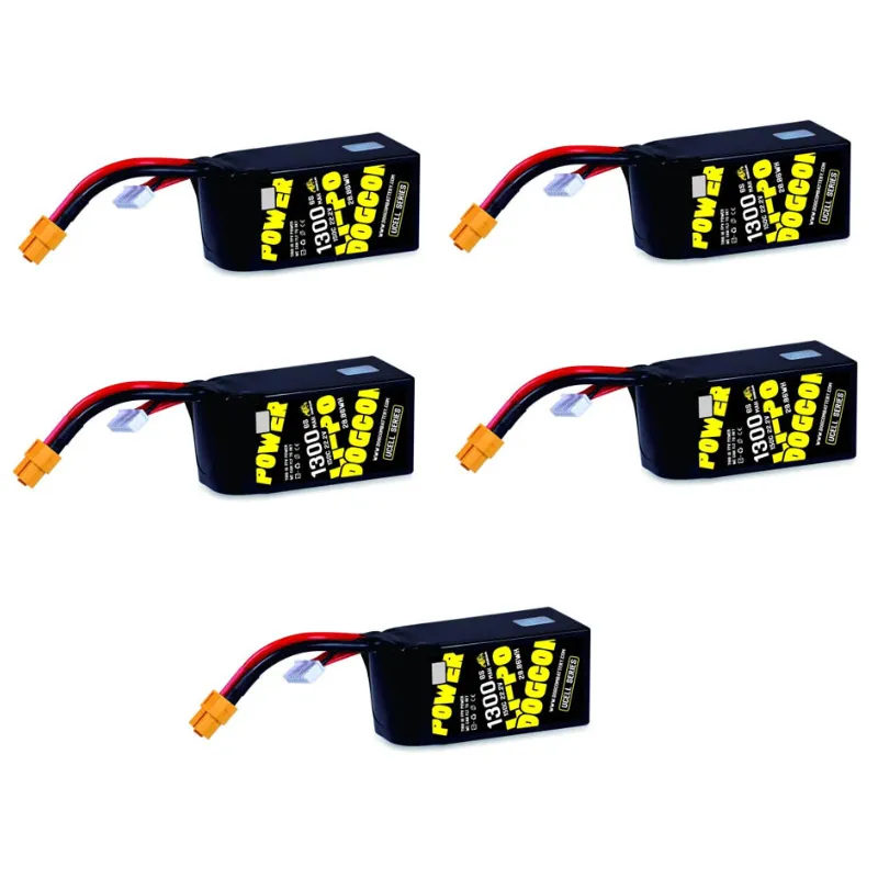 Pack de 5 LiPo Dogcom 6S 1300 mAh 150C UCELL Series