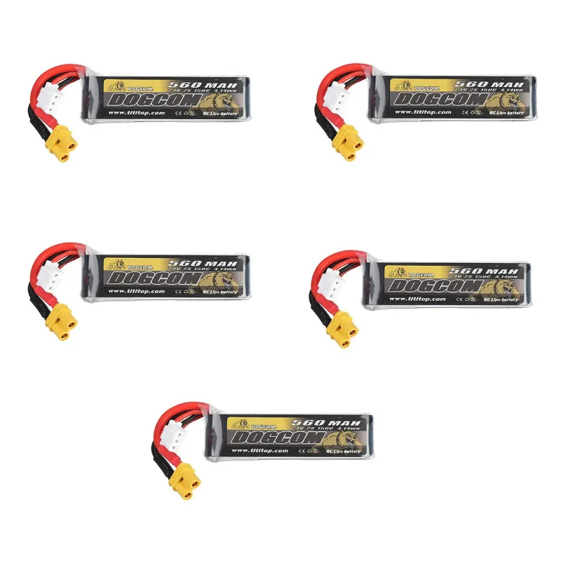 Pack de 5 LiPo Dogcom 2S 560mAh 150C
