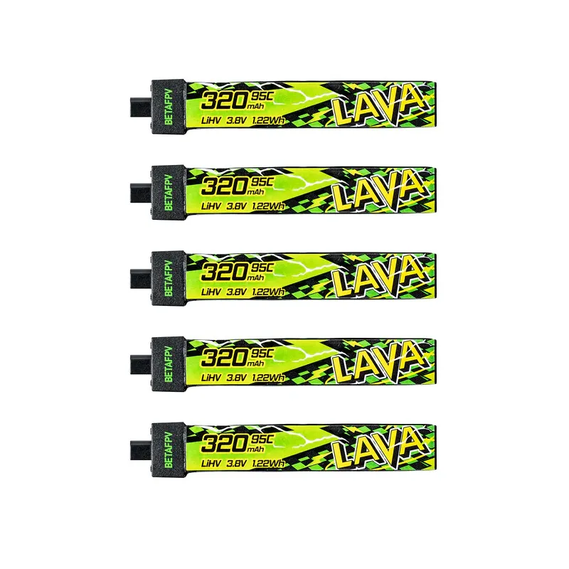 Pack de 5 batteries LiHV BetaFPV LAVA II 1S 320mAh 95C (BT2.0)