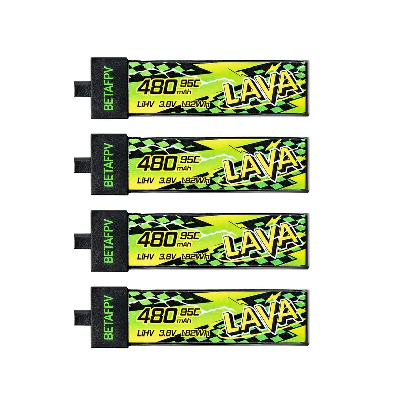 Pack de 4 batteries LiHV BetaFPV LAVA II 1S 480mAh 95C (BT2.0)