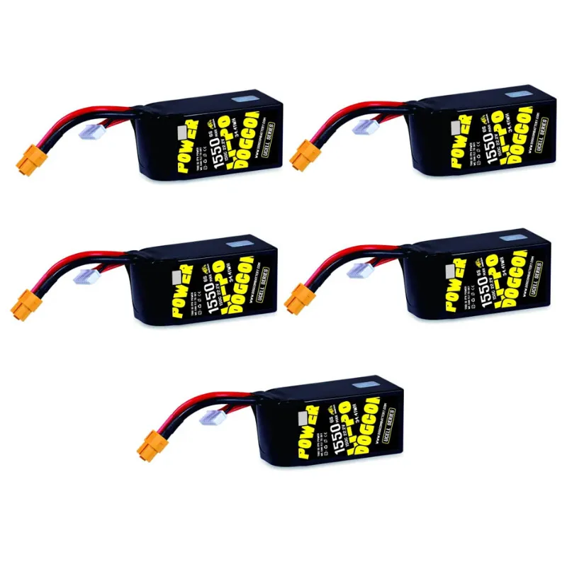 Pack de 5 LiPo DogCom 6S 1550 mAh 150C UCELL Series