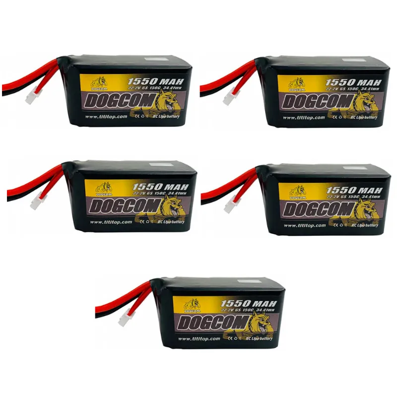 Pack de 5 batteries LiPo Dogcom 6S 1550 mAh 150C