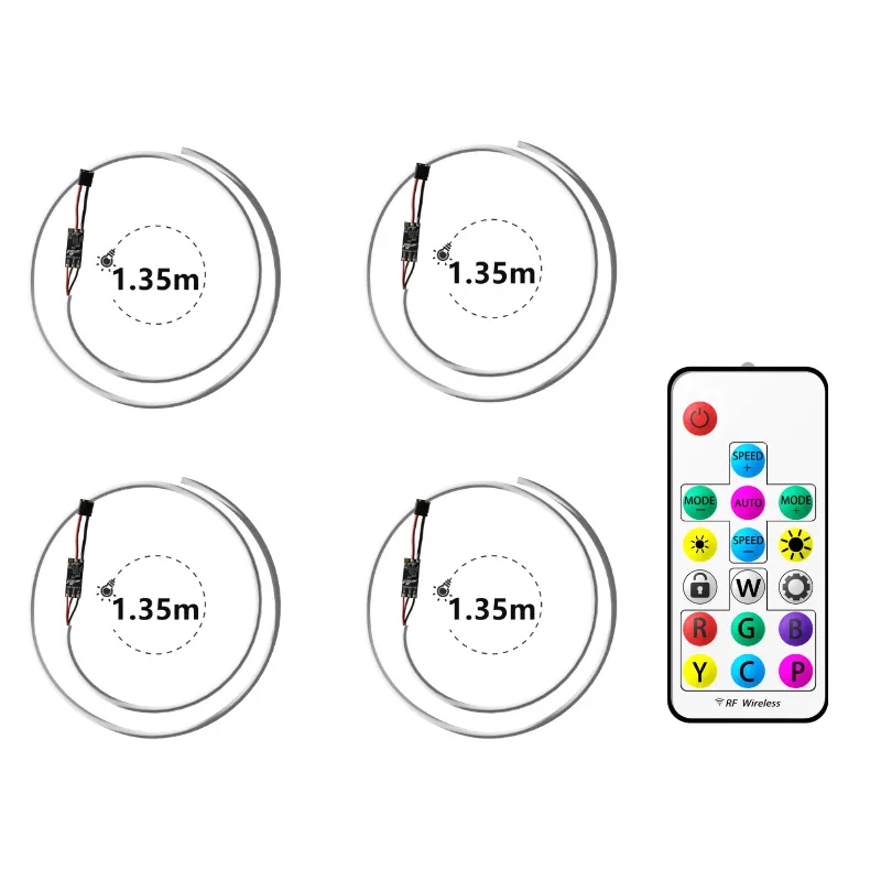 Kit Flywoo de bandes LED RVB (1.35m) avec BEC et télécommande pour gates FPV