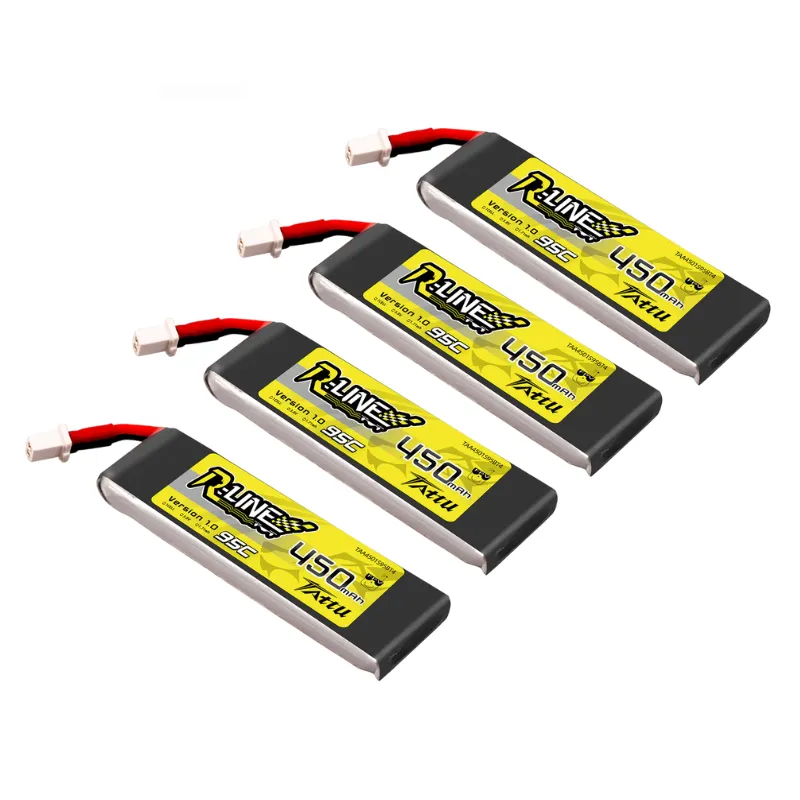 Pack de 4 batteries LiPo Tattu R-Line V1.0 1S 450mAh 95C