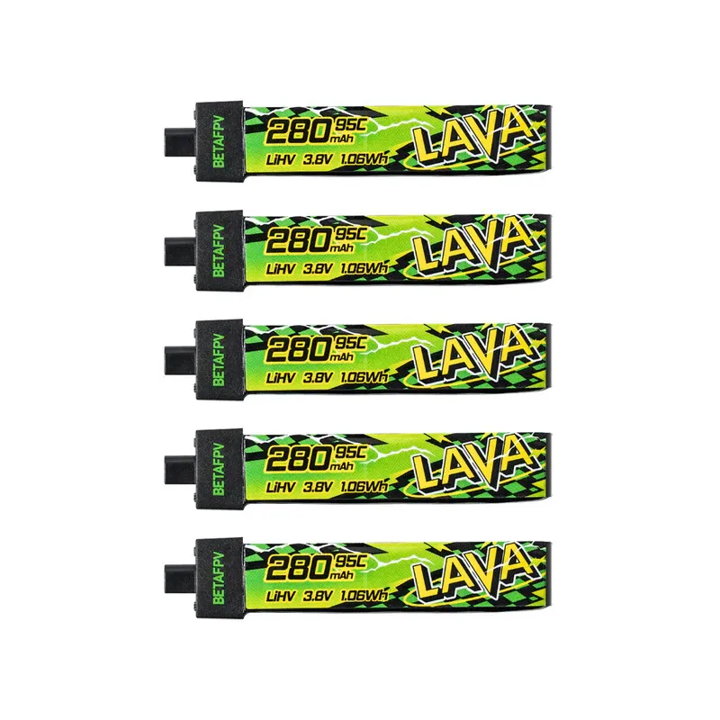 Pack de 5 batteries LiHV BetaFPV LAVA II 1S 280mAh 95C (BT2.0)