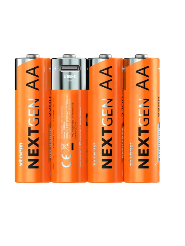 Lot xtorm de 4 piles rechargeables NextGen LR06 (AA) avec USB-C
