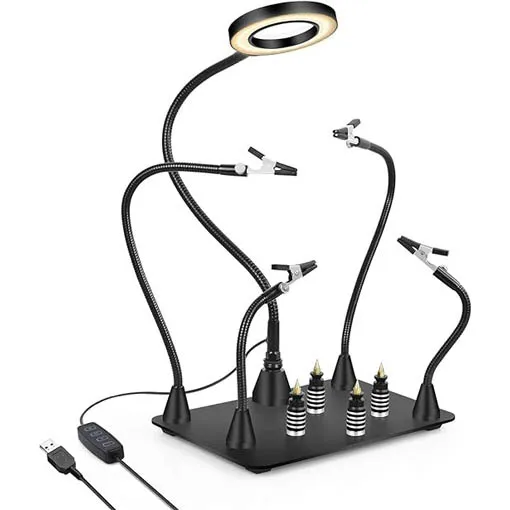 Troisième main magnétique LemonFPV avec lampe LED et loupe 3X