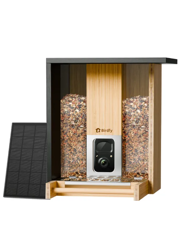 Mangeoire connectée Birdfy Feeder Bamboo V2 avec panneau solaire