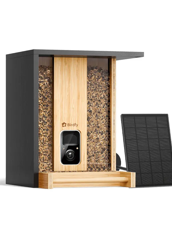 Mangeoire connectée Birdfy Feeder Bamboo avec panneau solaire
