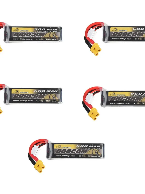 Pack de 5 LiPo Dogcom 2S 560mAh 150C