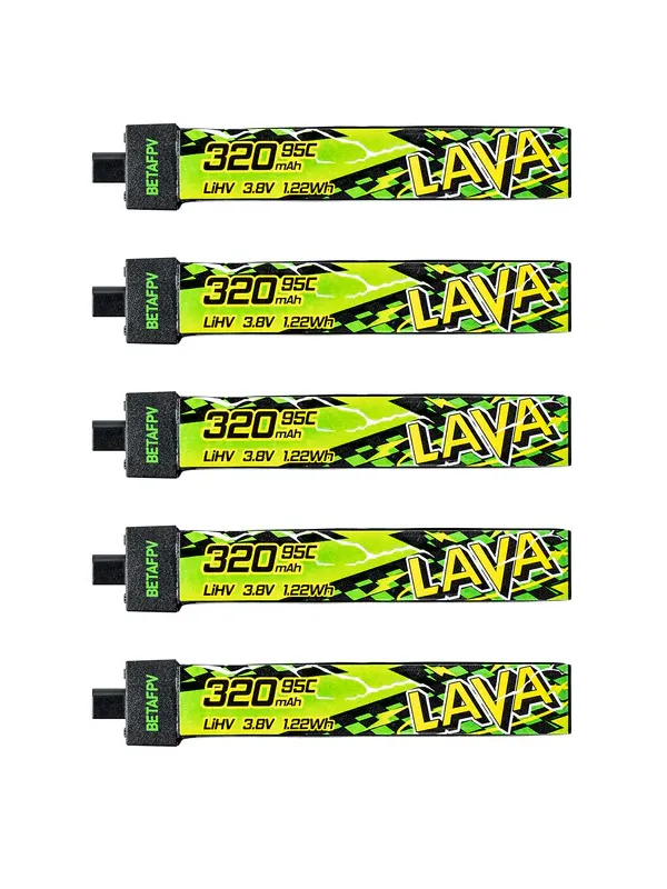 Pack de 5 batteries LiHV BetaFPV LAVA II 1S 320mAh 95C (BT2.0)