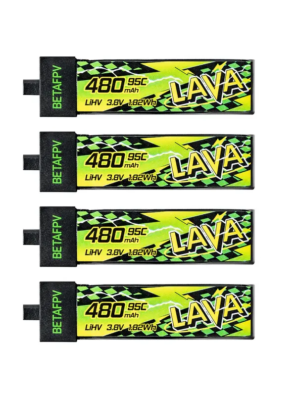 Pack de 4 batteries LiHV BetaFPV LAVA II 1S 480mAh 95C (BT2.0)