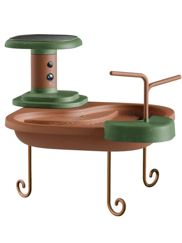 Bain à oiseaux connecté Birdfy Birdbath Jolly V avec panneau solaire