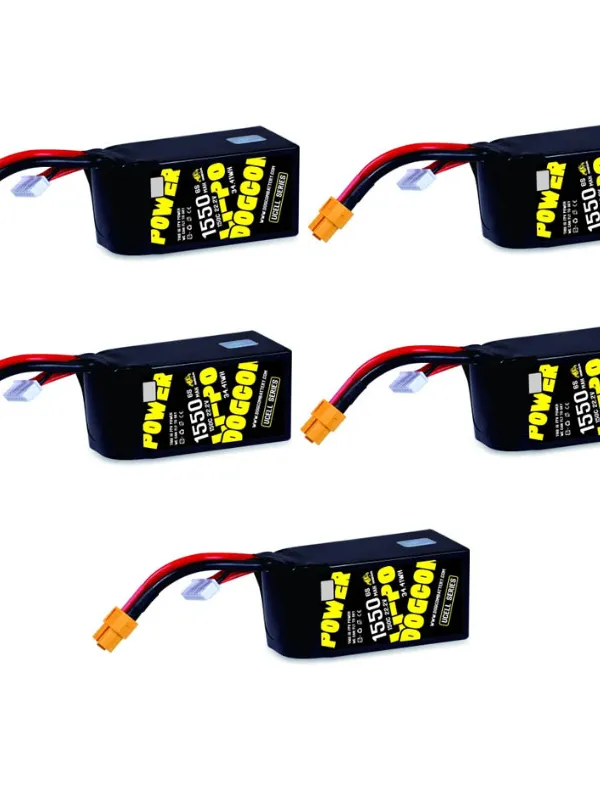 Pack de 5 LiPo DogCom 6S 1550 mAh 150C UCELL Series