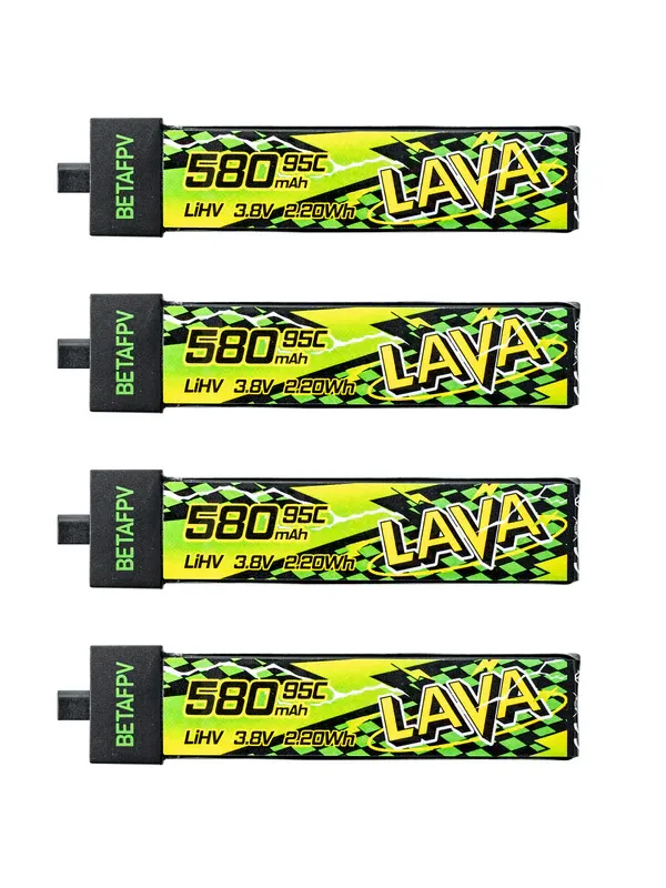 Pack de 4 batteries LiHV BetaFPV LAVA II 1S 580mAh 95C (BT2.0)