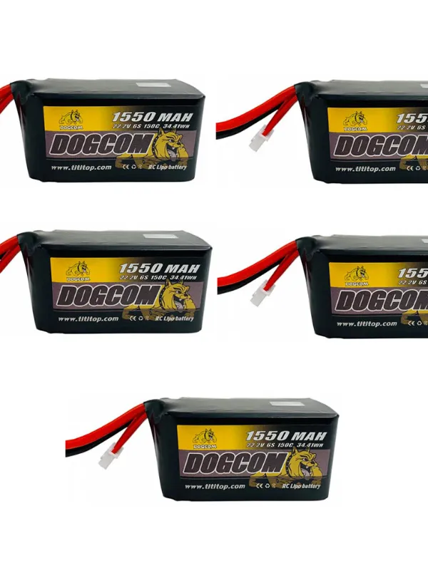 Pack de 5 batteries LiPo Dogcom 6S 1550 mAh 150C