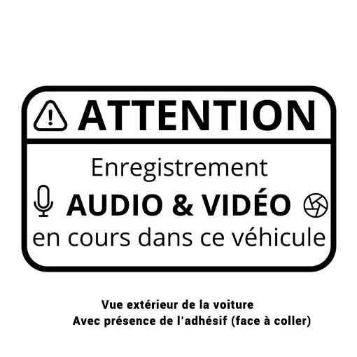 Autocollant Attention Enregistrement Audio&Vidéo en cours