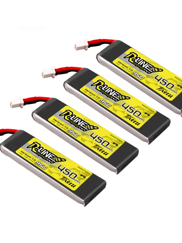 Pack de 4 batteries LiPo Tattu R-Line V1.0 1S 450mAh 95C