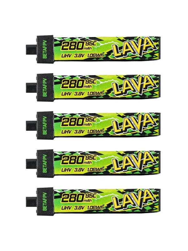 Pack de 5 batteries LiHV BetaFPV LAVA II 1S 280mAh 95C (BT2.0)